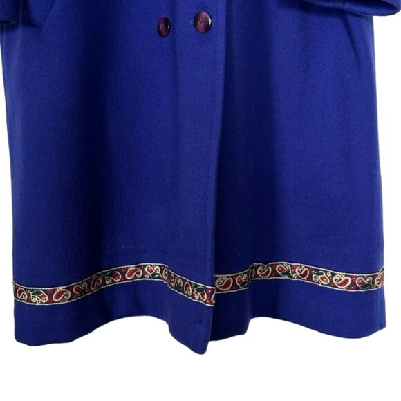 London Fog Vintage Wool Jewel Toned Purple Oversized Long Coat Jacket - Picture 12 of 15